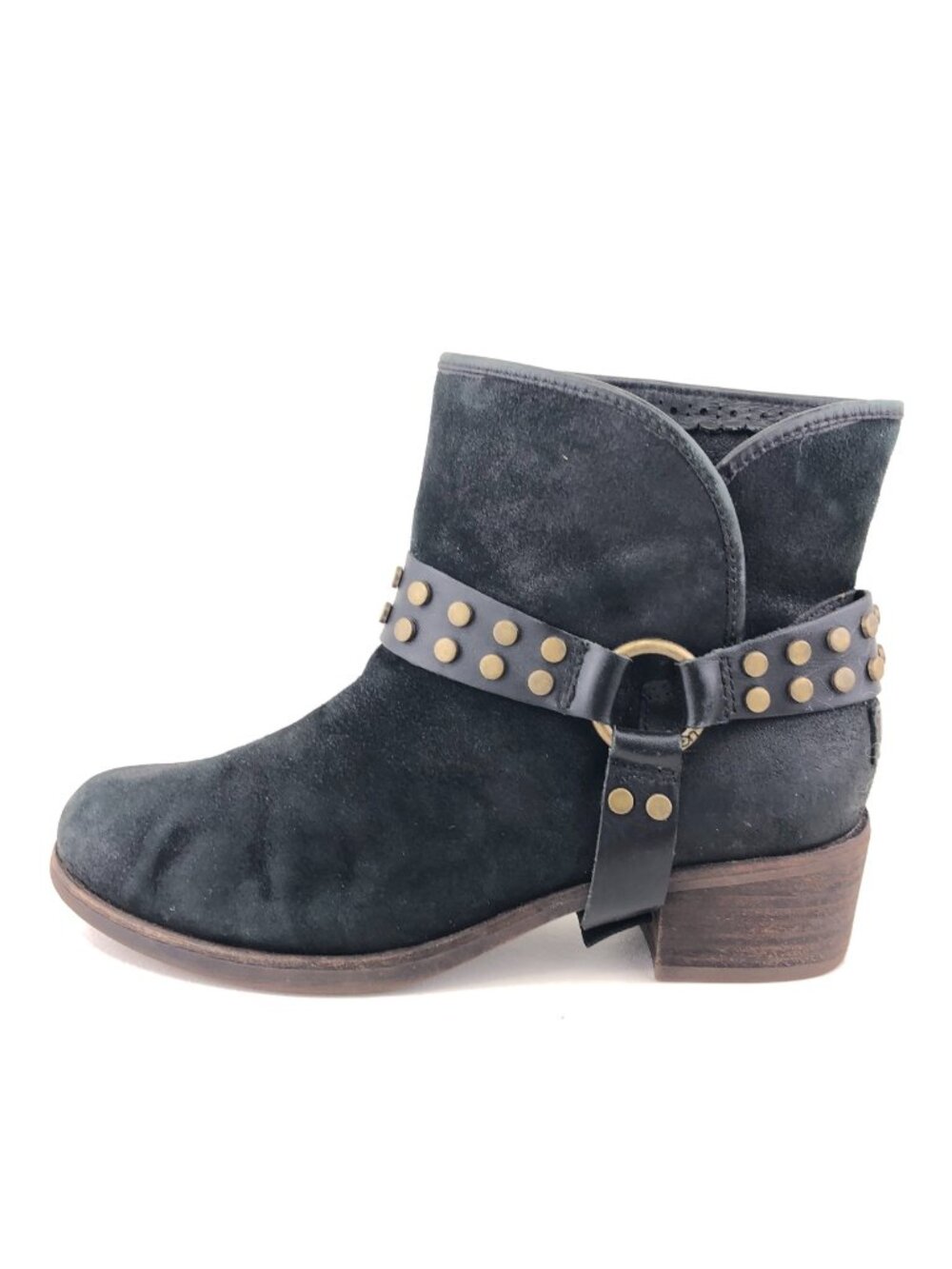 UGG Darling Black Suede Harness Ankle Boots 7.5
